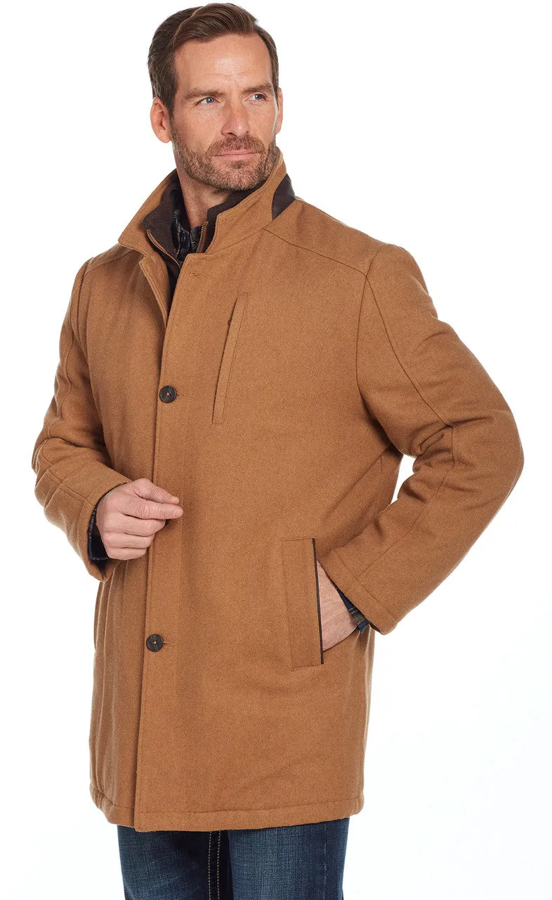 Men's Cripple Creek Wool Melton Zip & Button Front Coat W/ Faux Leather Trim - CR43366