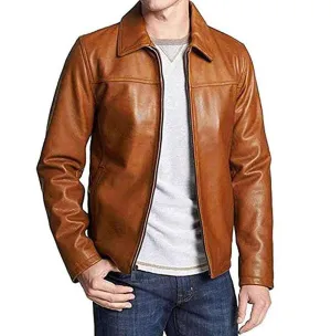 Men's Genuine Leather Lambskin Bomber Jacket