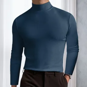 Men's high collar solid color bottoming shirt
