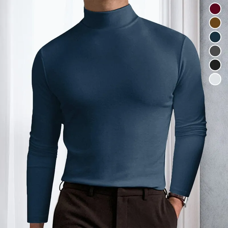 Men's high collar solid color bottoming shirt