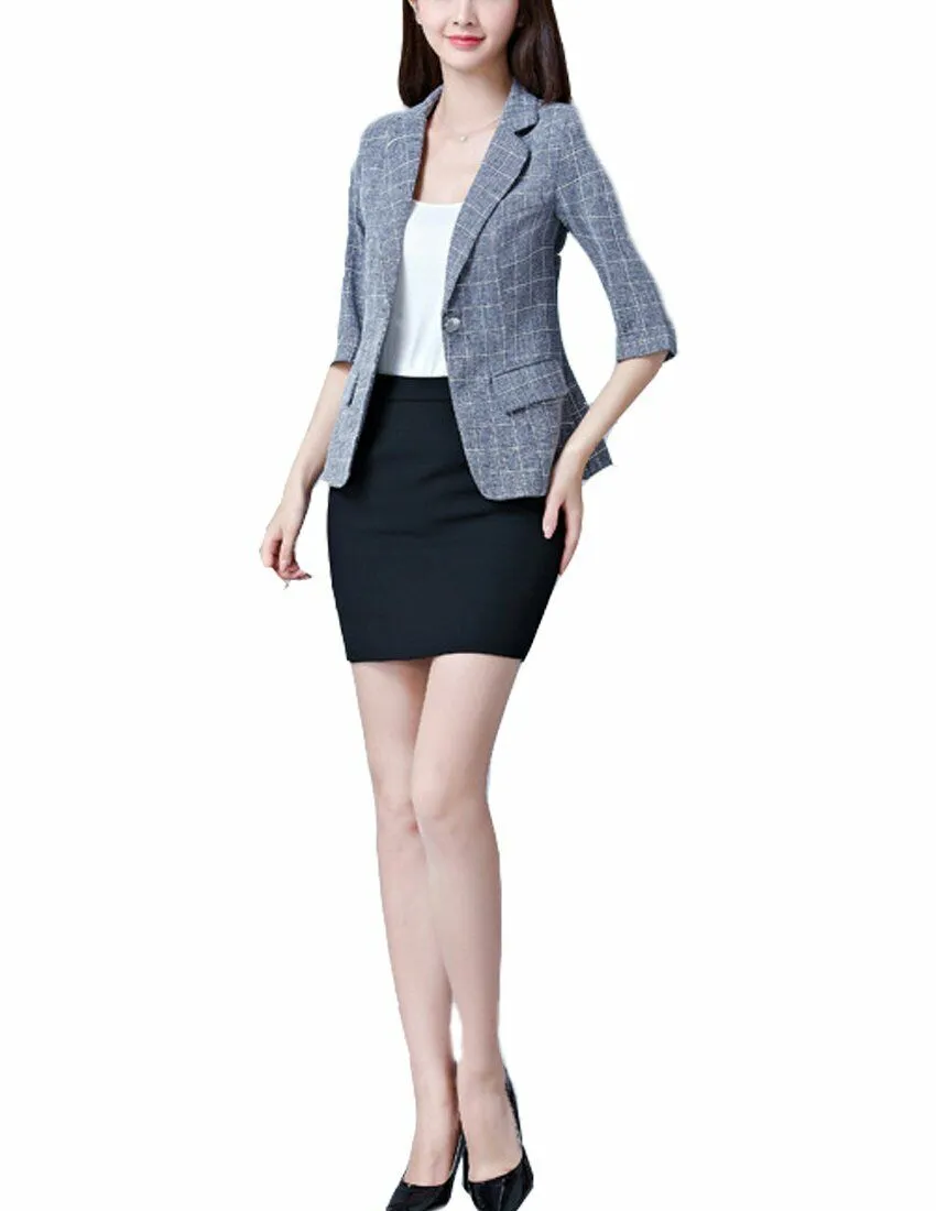 MFrannie Women's summer leisure blazer 3/4 sleeved work office blazer