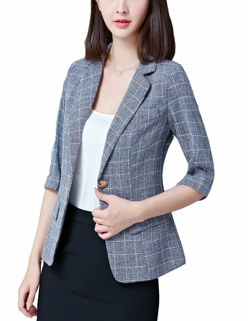 MFrannie Women's summer leisure blazer 3/4 sleeved work office blazer