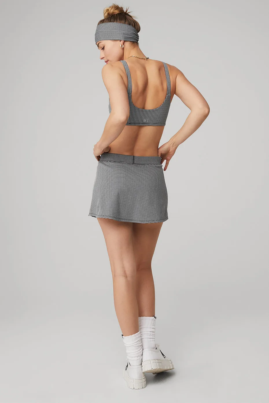 Micro Houndstooth Bra & Micro Houndstooth Tennis Skirt Set