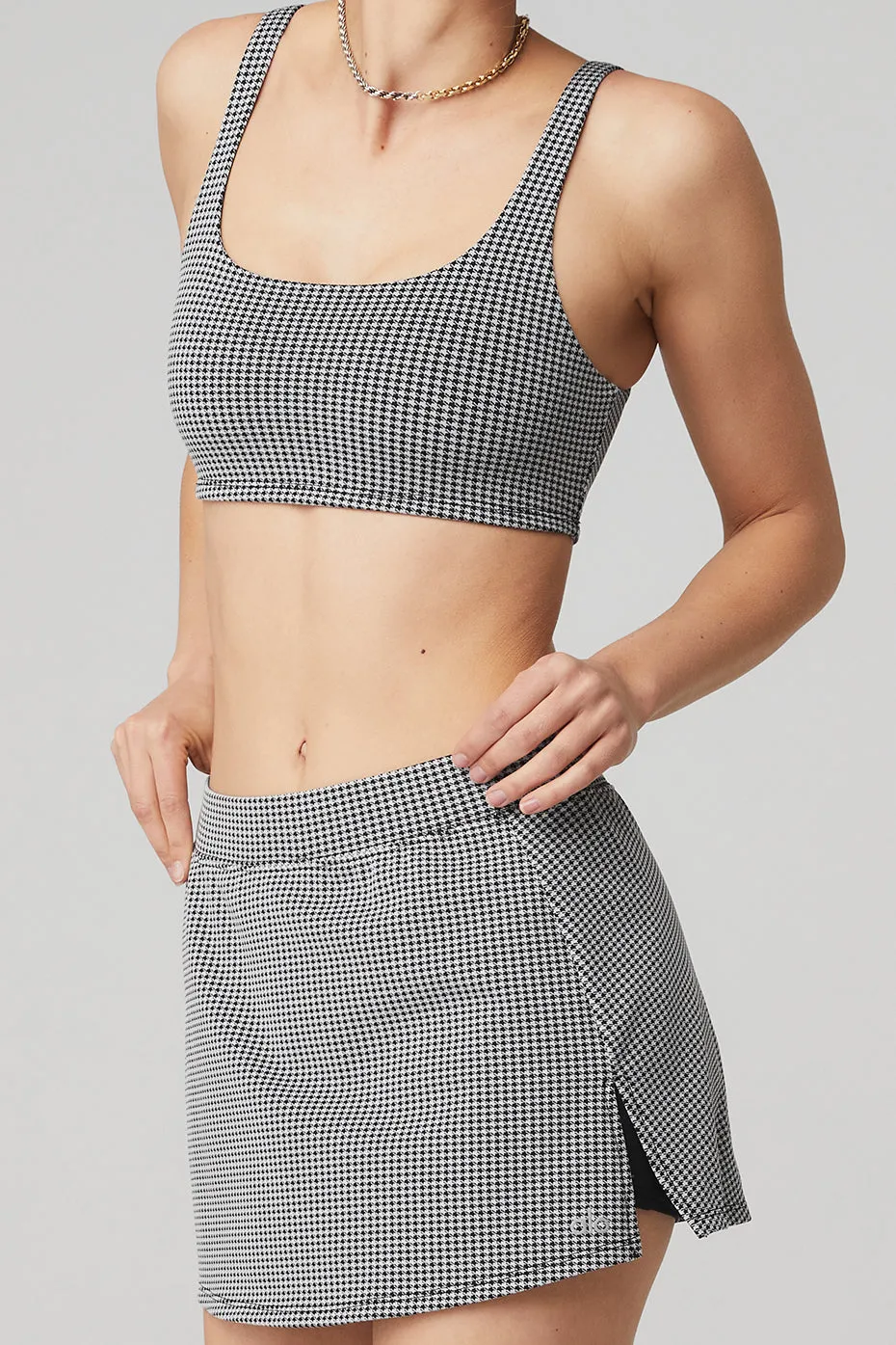 Micro Houndstooth Bra & Micro Houndstooth Tennis Skirt Set