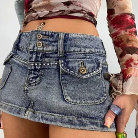 Mini gonna jeans vintage 2000s donna vita bassa