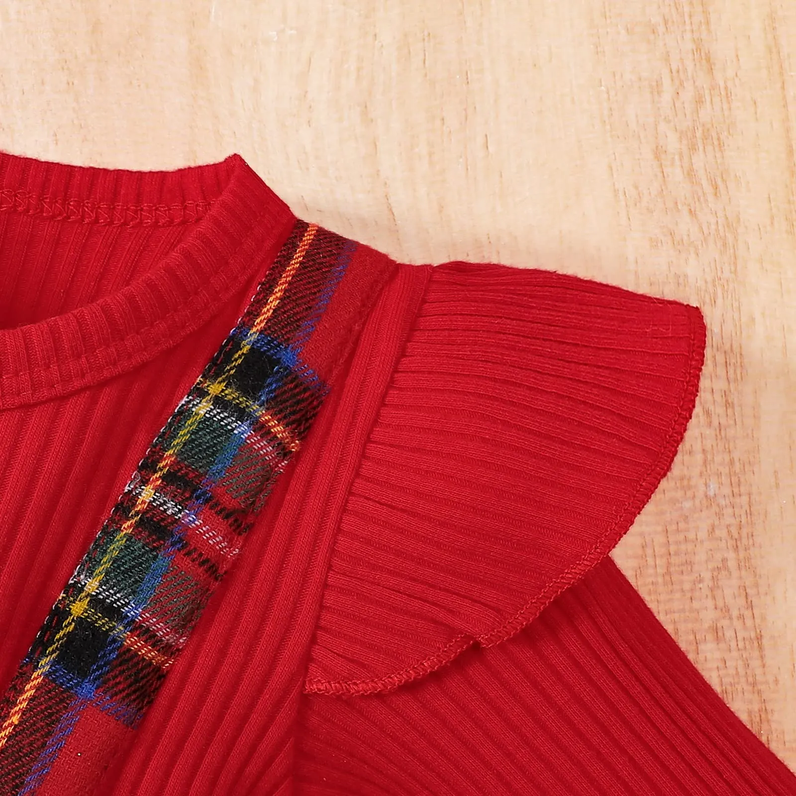 MoccyBabeLee Christmas Newborn Baby Girls Outfit Infant Red Plaid Romper Long Sleeve Bodysuit Jumpsuits Patchwork Skirt Headband Xmas Clothes
