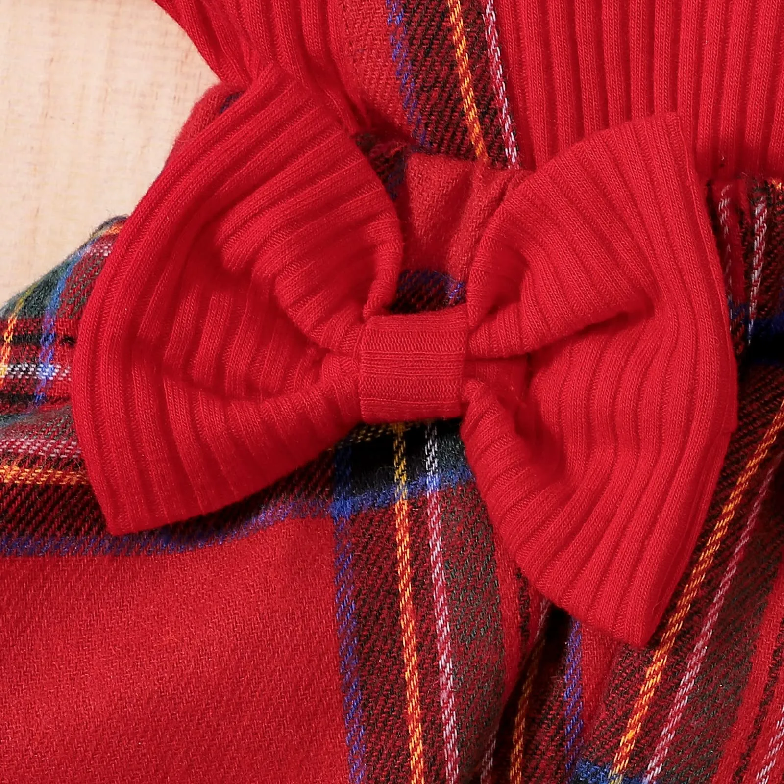 MoccyBabeLee Christmas Newborn Baby Girls Outfit Infant Red Plaid Romper Long Sleeve Bodysuit Jumpsuits Patchwork Skirt Headband Xmas Clothes