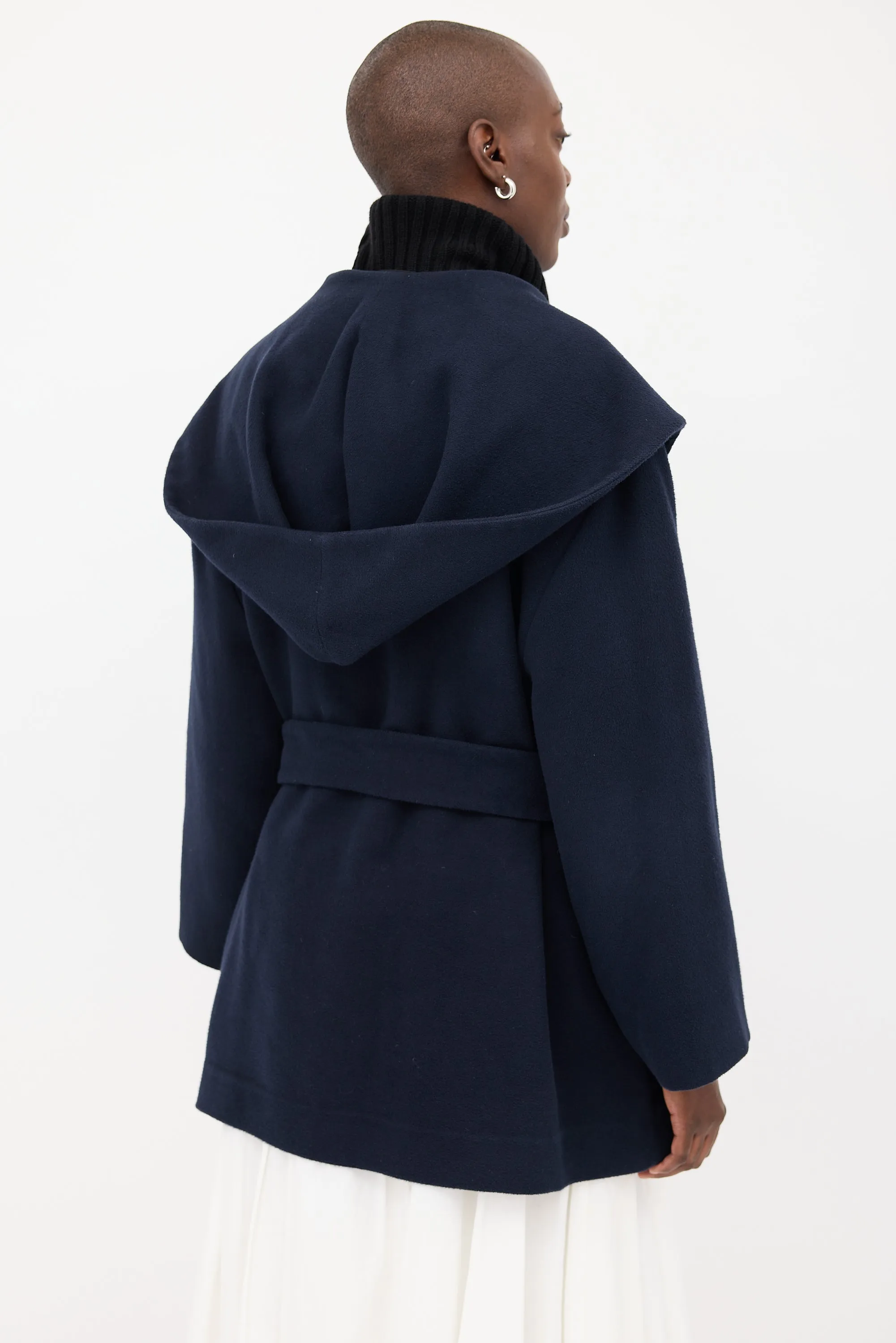 Navy Rayna Hooded & Belted Coat