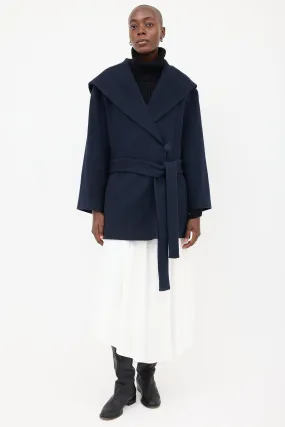 Navy Rayna Hooded & Belted Coat