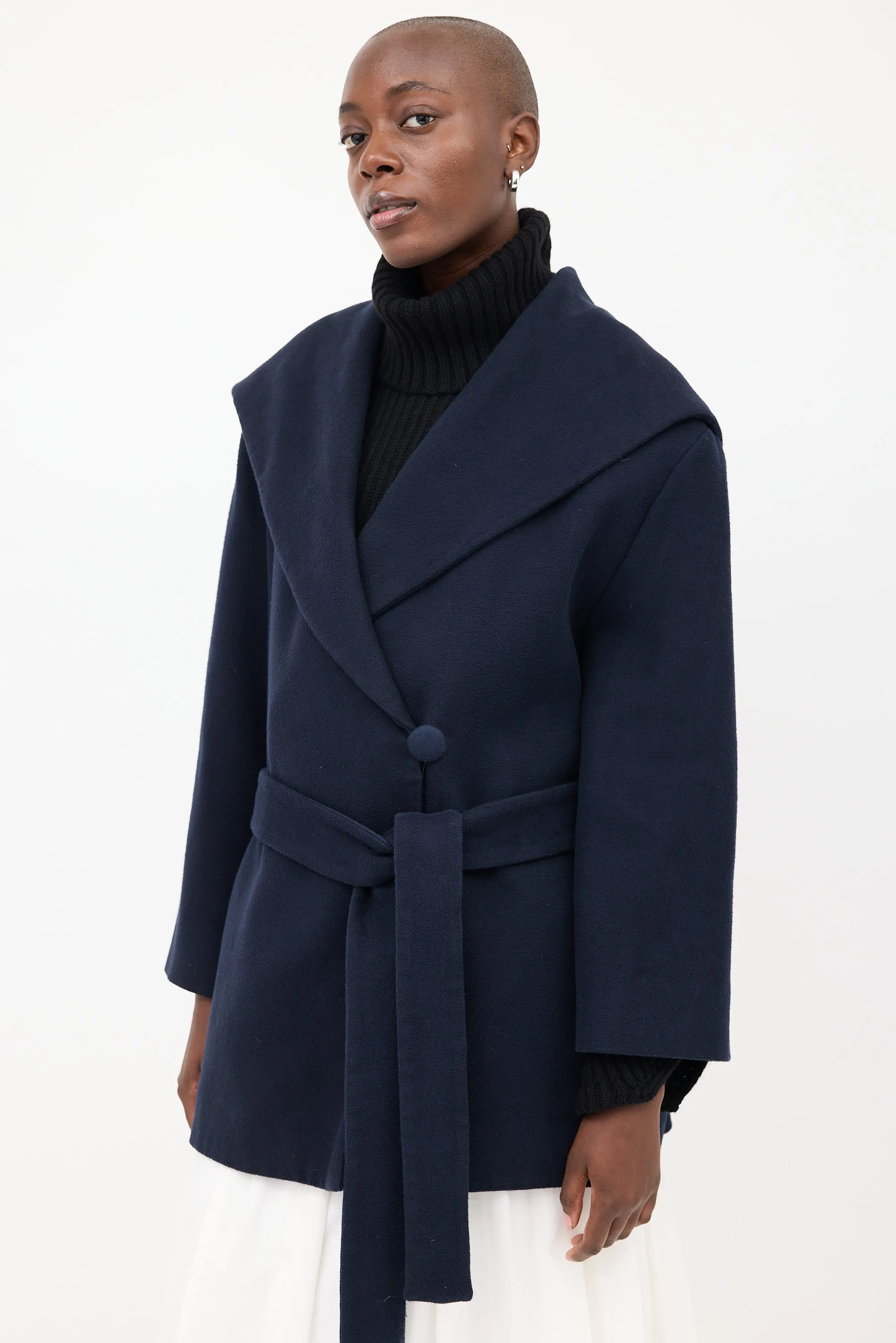 Navy Rayna Hooded & Belted Coat