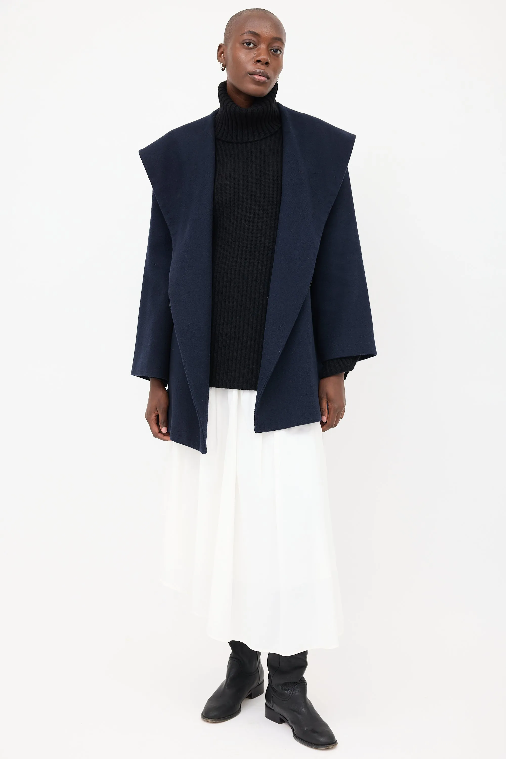 Navy Rayna Hooded & Belted Coat