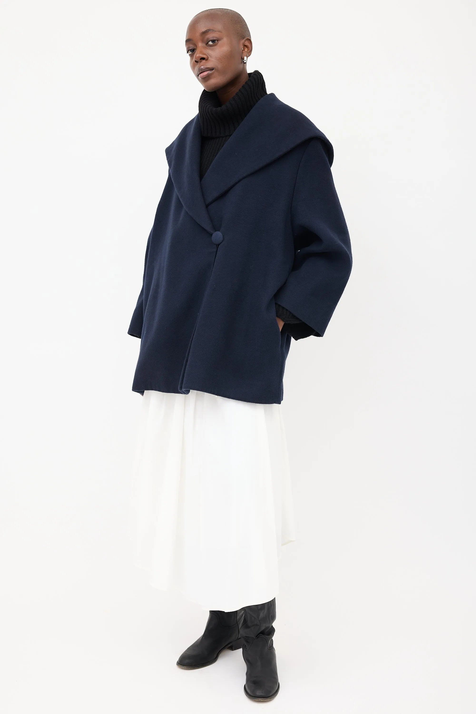 Navy Rayna Hooded & Belted Coat