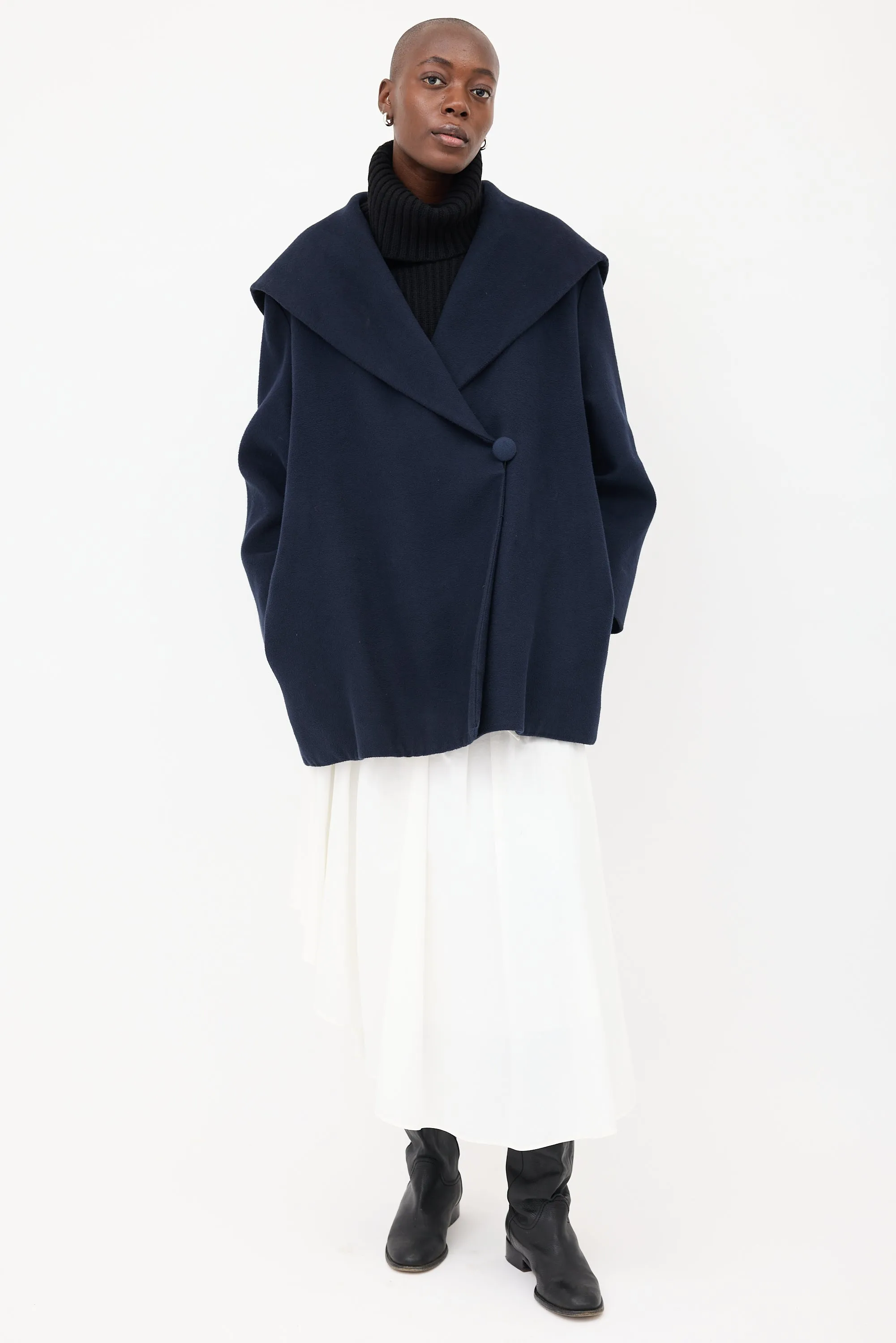 Navy Rayna Hooded & Belted Coat