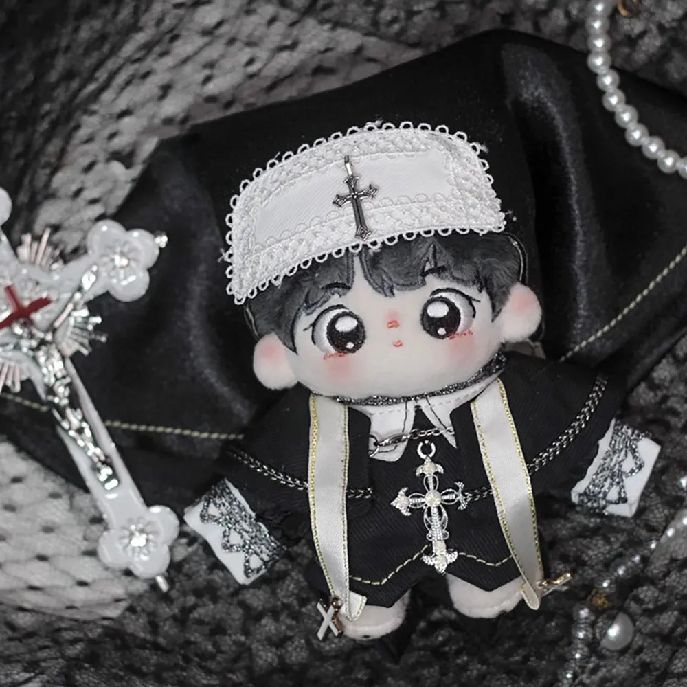 niannyyhouse 10cm Plush Doll Clothes Scarf Poncho Coat Black Outfit Stuffed Toy Dressup
