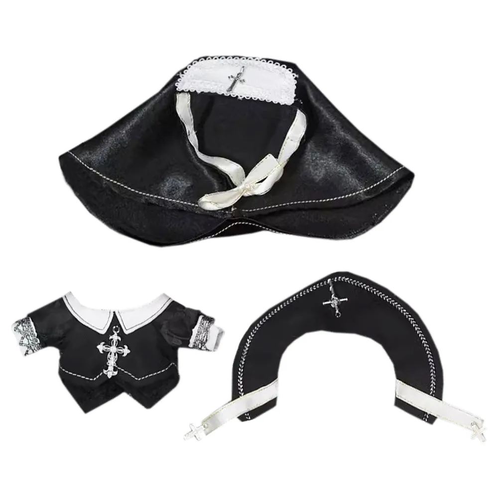 niannyyhouse 10cm Plush Doll Clothes Scarf Poncho Coat Black Outfit Stuffed Toy Dressup