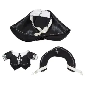 niannyyhouse 10cm Plush Doll Clothes Scarf Poncho Coat Black Outfit Stuffed Toy Dressup