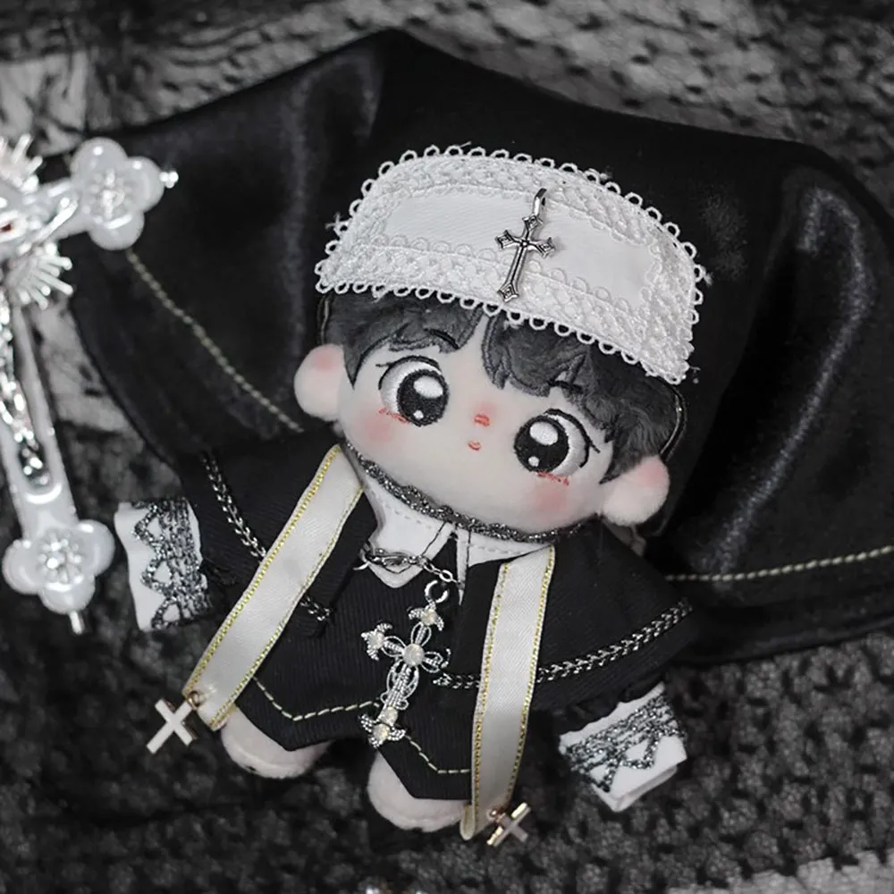 niannyyhouse 10cm Plush Doll Clothes Scarf Poncho Coat Black Outfit Stuffed Toy Dressup