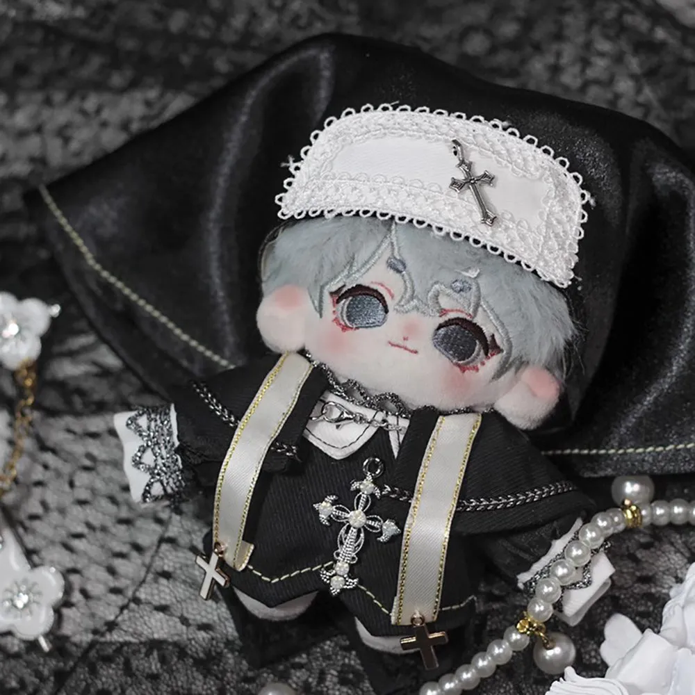 niannyyhouse 10cm Plush Doll Clothes Scarf Poncho Coat Black Outfit Stuffed Toy Dressup