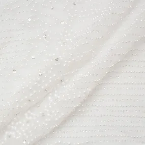 Off-White Pearl & Crystal Embellished Tulle (A 1.25m Piece)