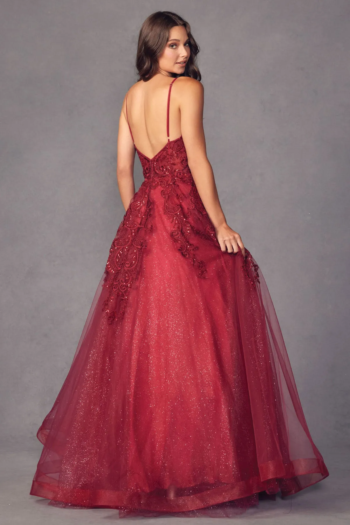 Open back ball gown