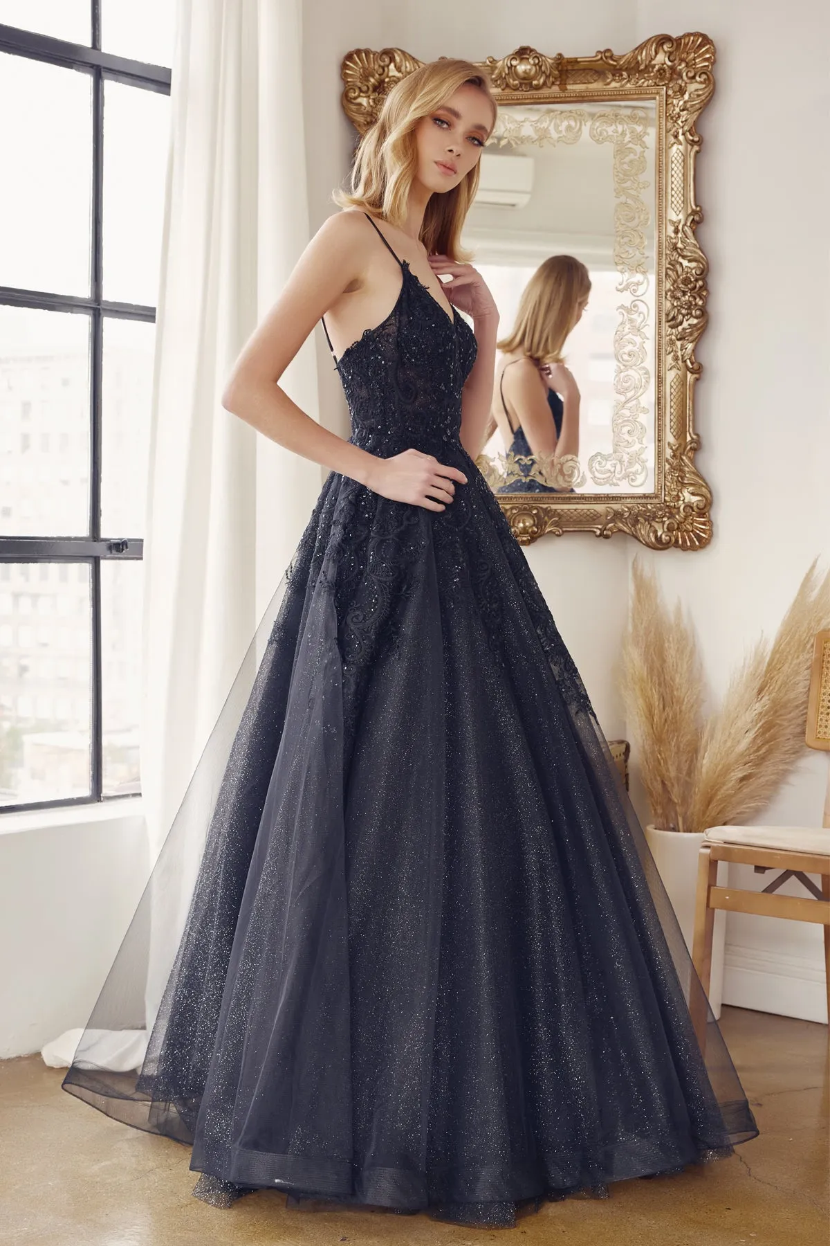 Open back ball gown