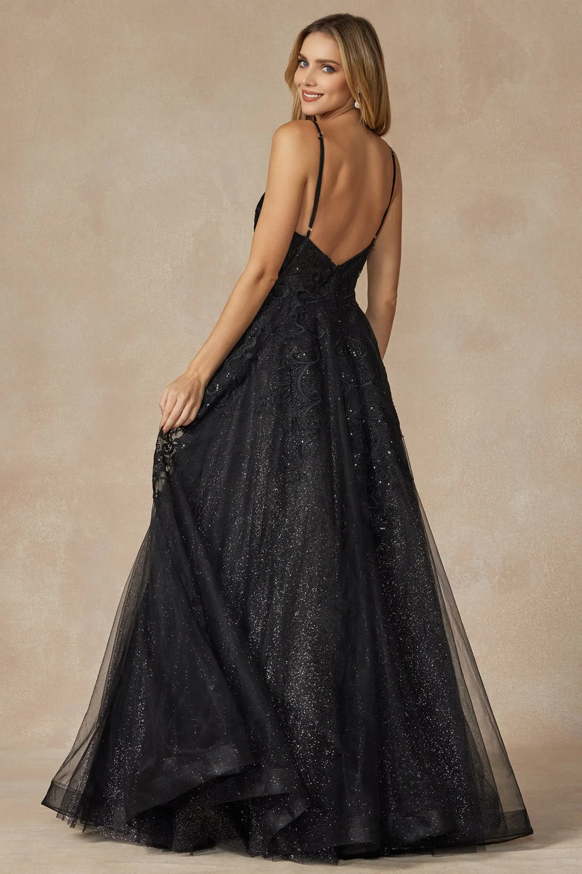 Open back ball gown