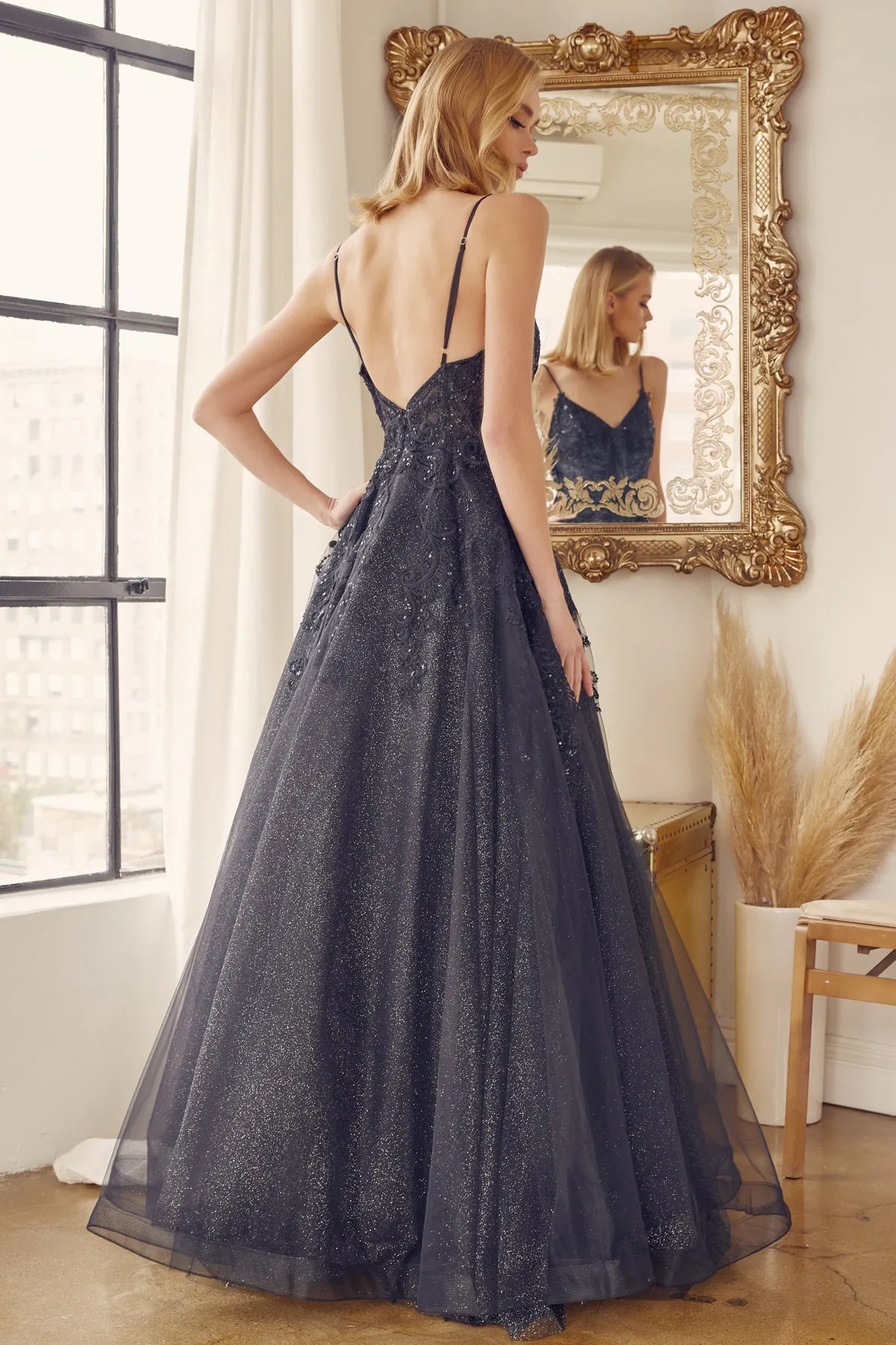 Open back ball gown