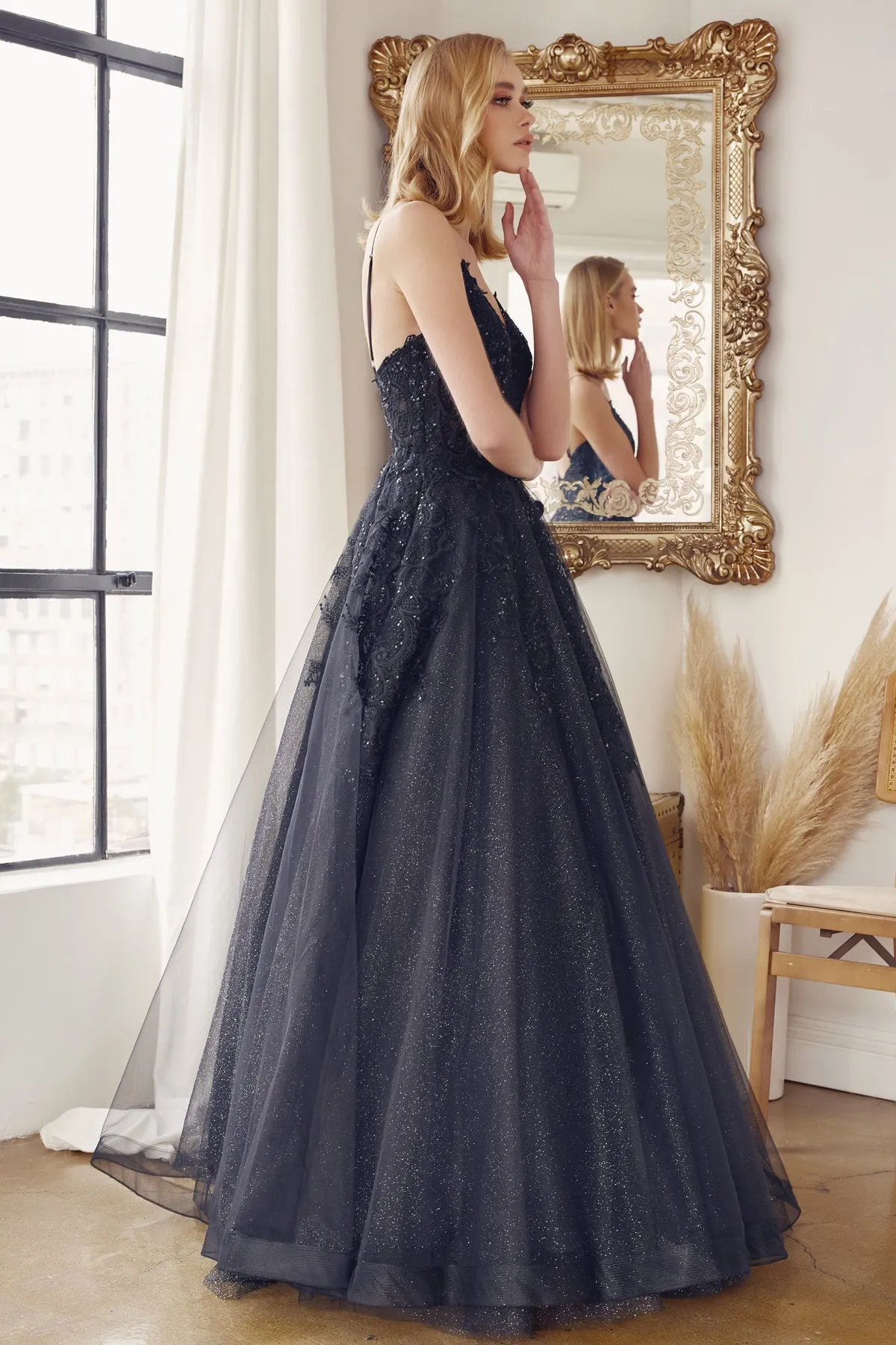 Open back ball gown
