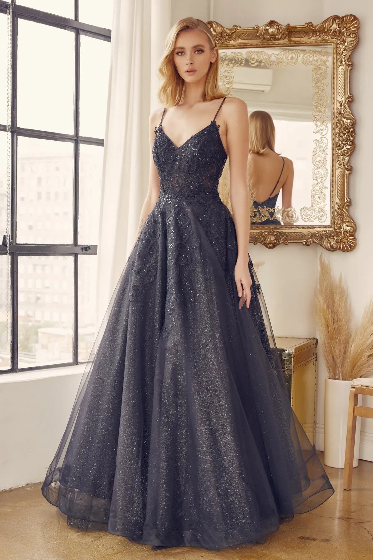 Open back ball gown
