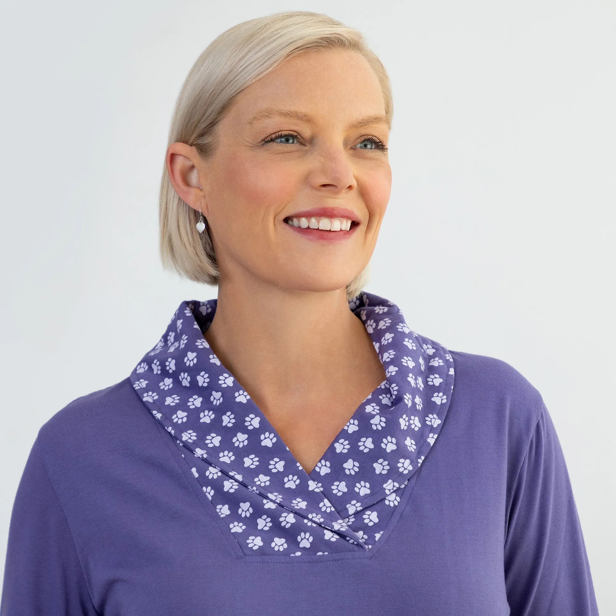 Paw Print Shawl Collar Top