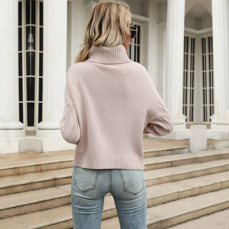 PEOPLETERRITORY 2025 women's clothing popular autumn and winter new turtleneck twist sweater knitted sweater thickened thermal pullover top