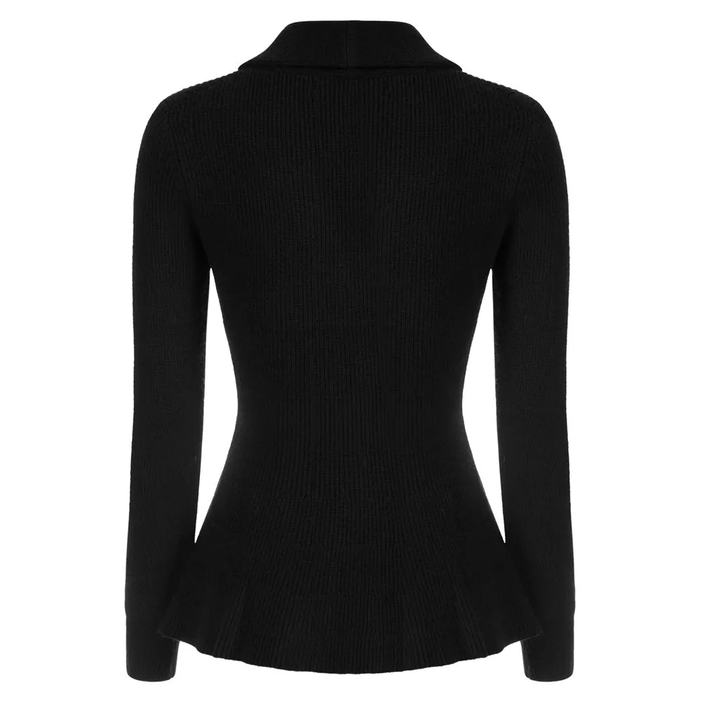 Peplum Hem Button-Up Cardigan