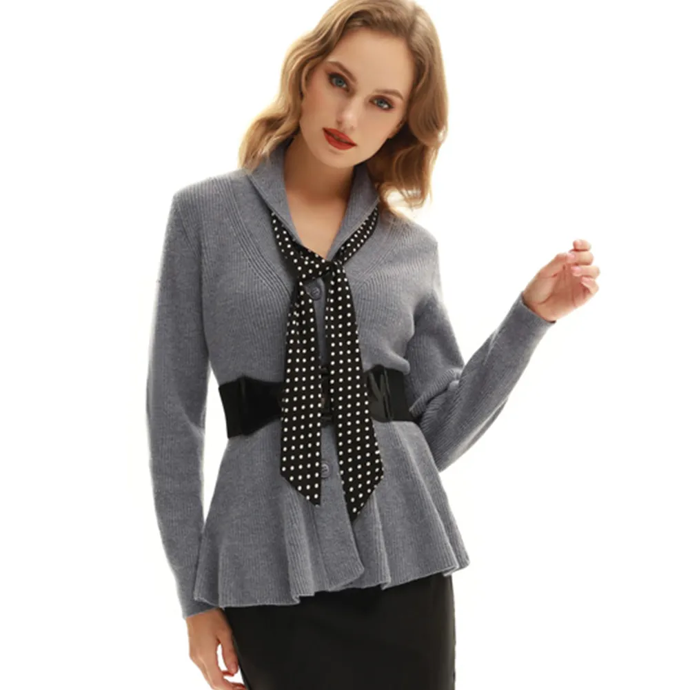 Peplum Hem Button-Up Cardigan