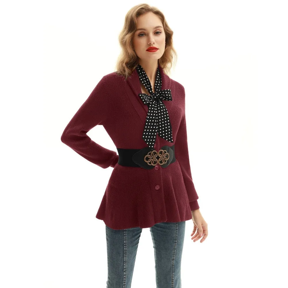 Peplum Hem Button-Up Cardigan