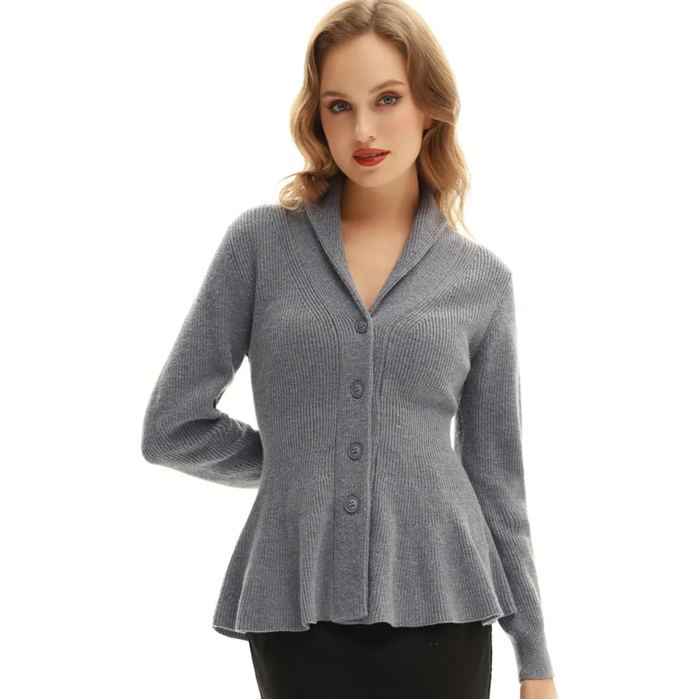 Peplum Hem Button-Up Cardigan
