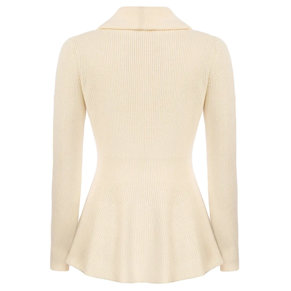 Peplum Hem Button-Up Cardigan