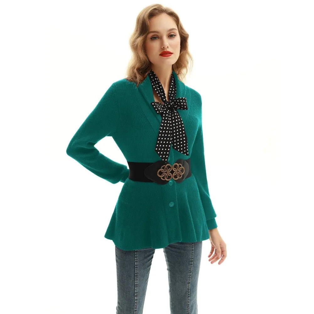 Peplum Hem Button-Up Cardigan