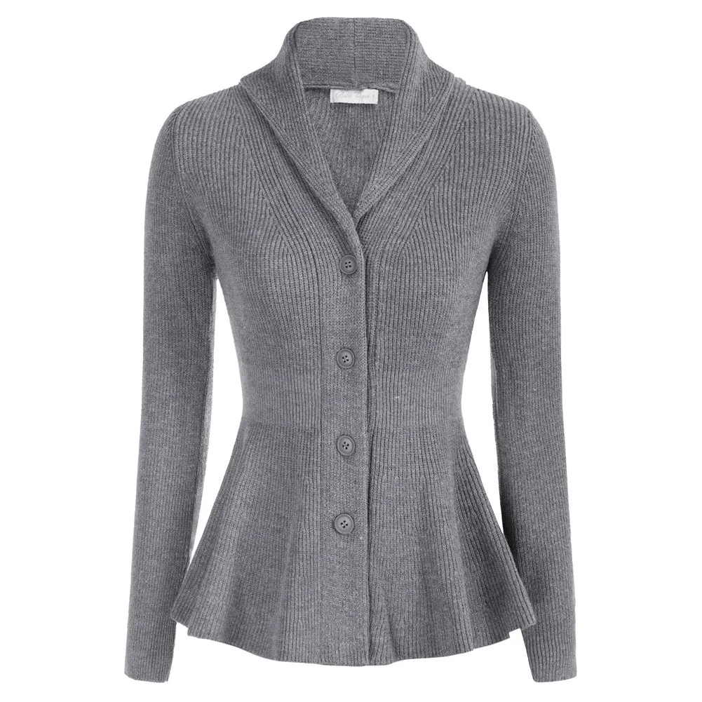 Peplum Hem Button-Up Cardigan