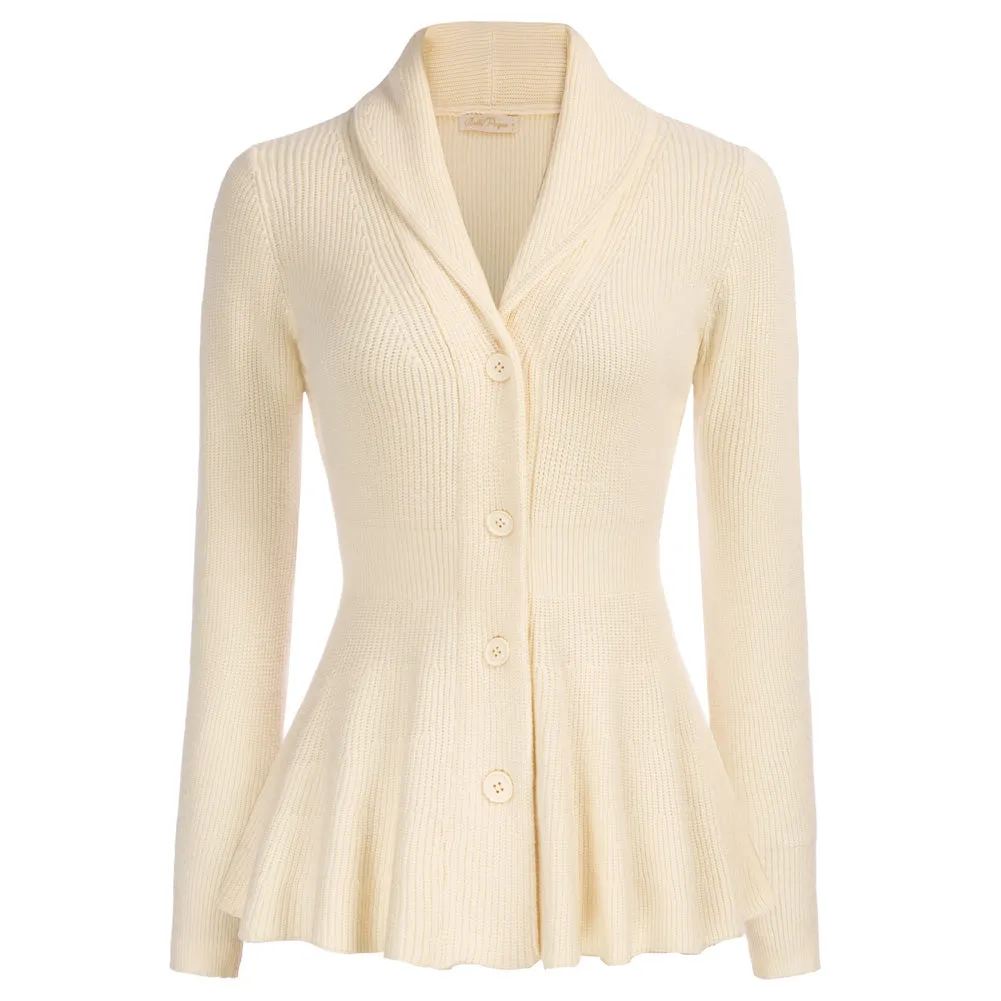 Peplum Hem Button-Up Cardigan