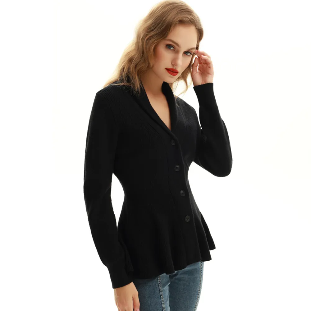 Peplum Hem Button-Up Cardigan