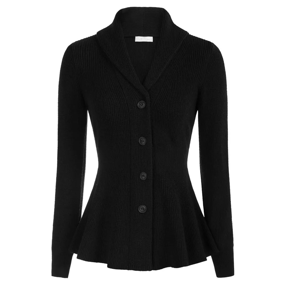 Peplum Hem Button-Up Cardigan