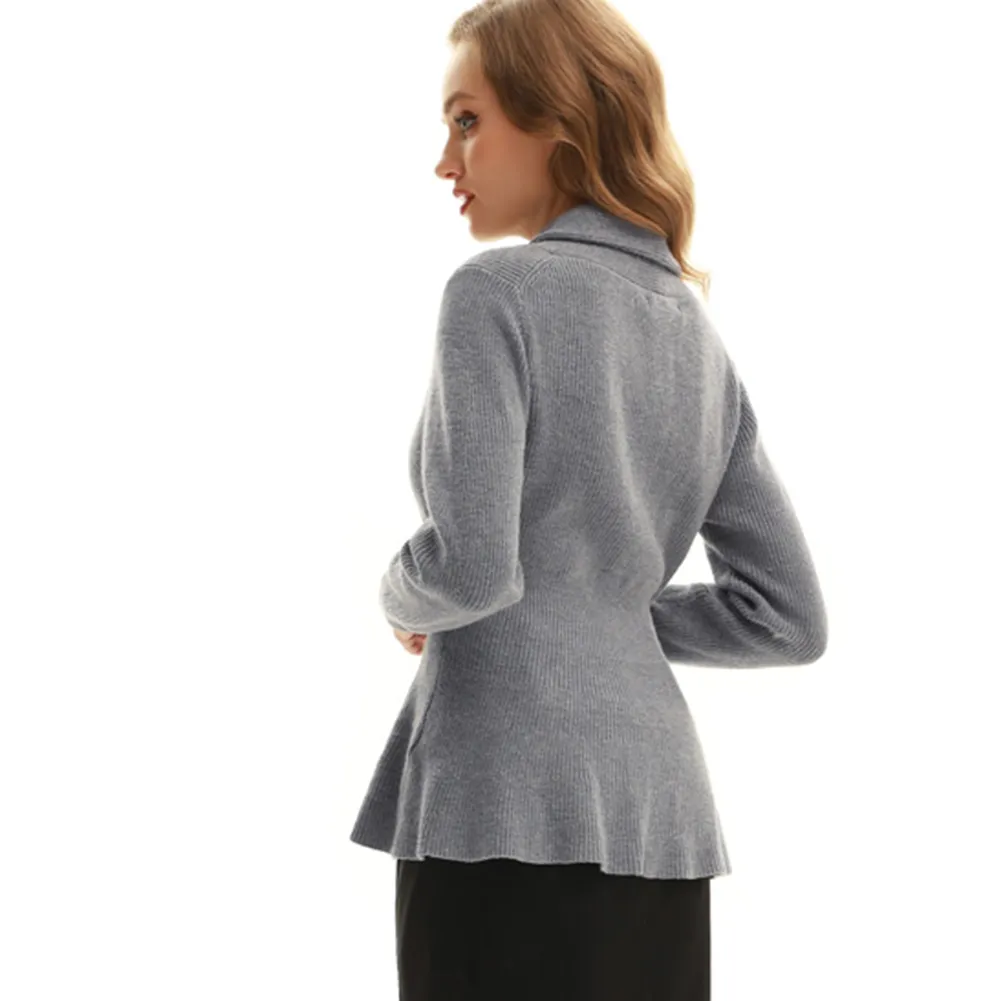 Peplum Hem Button-Up Cardigan