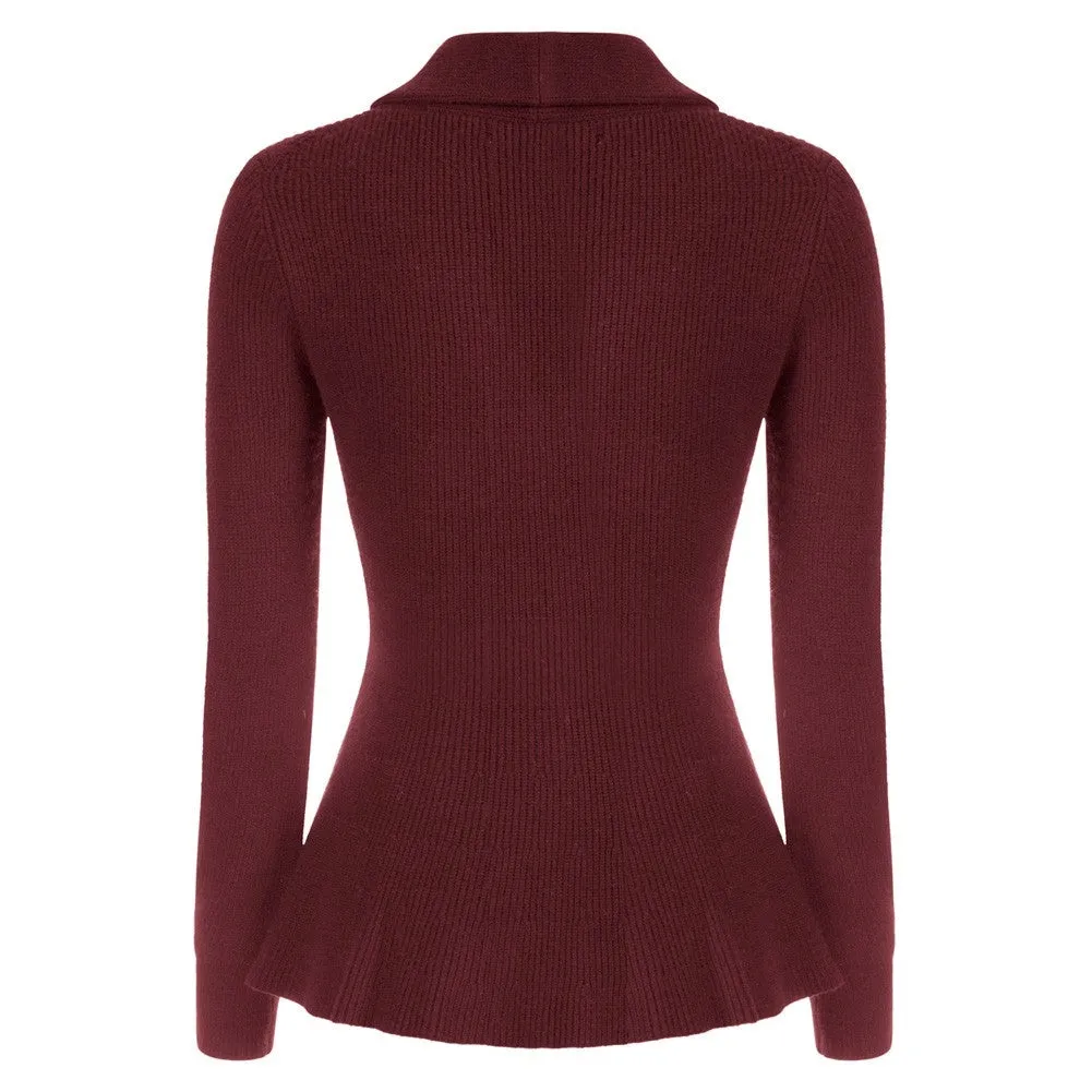 Peplum Hem Button-Up Cardigan