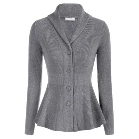 Peplum Hem Button-Up Cardigan