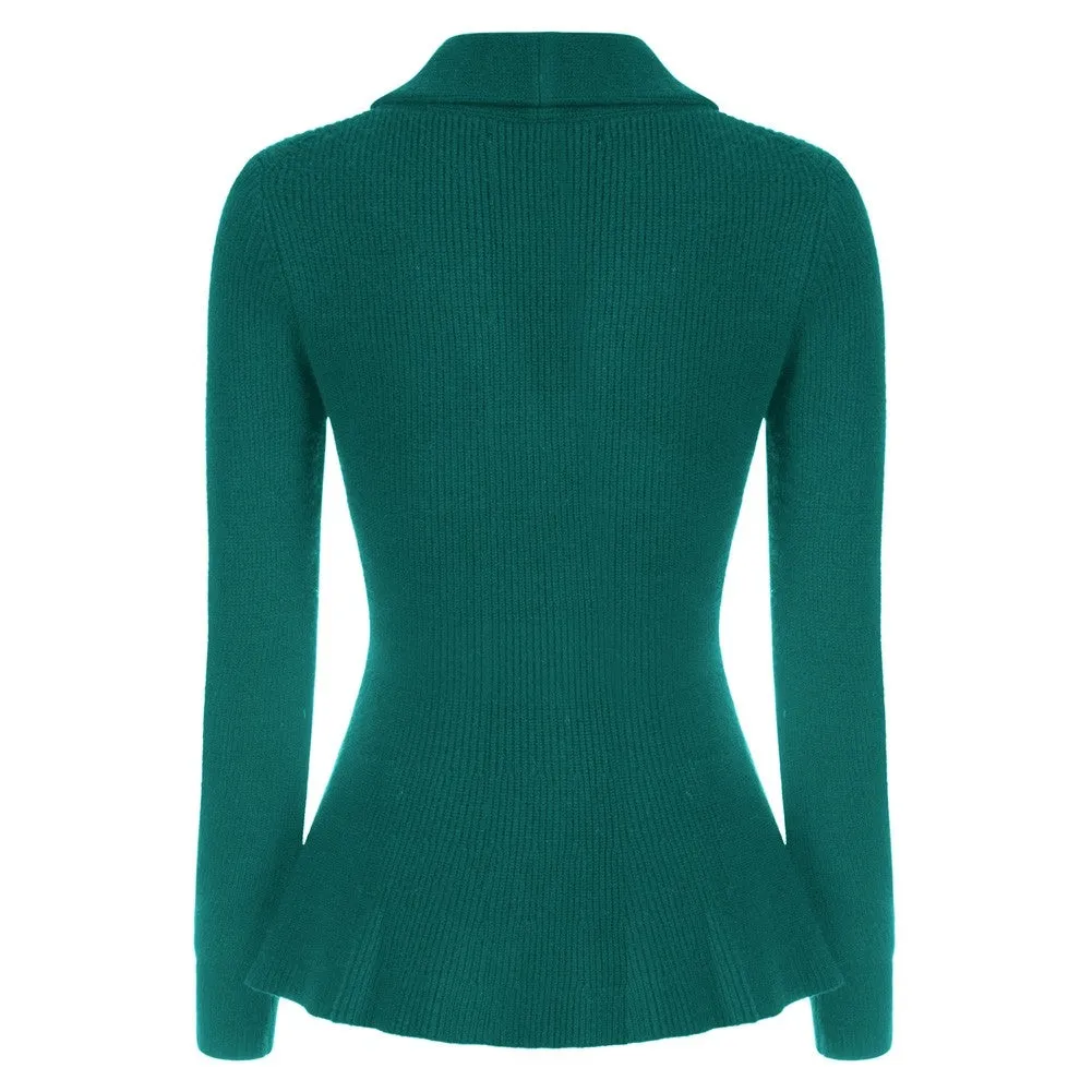 Peplum Hem Button-Up Cardigan