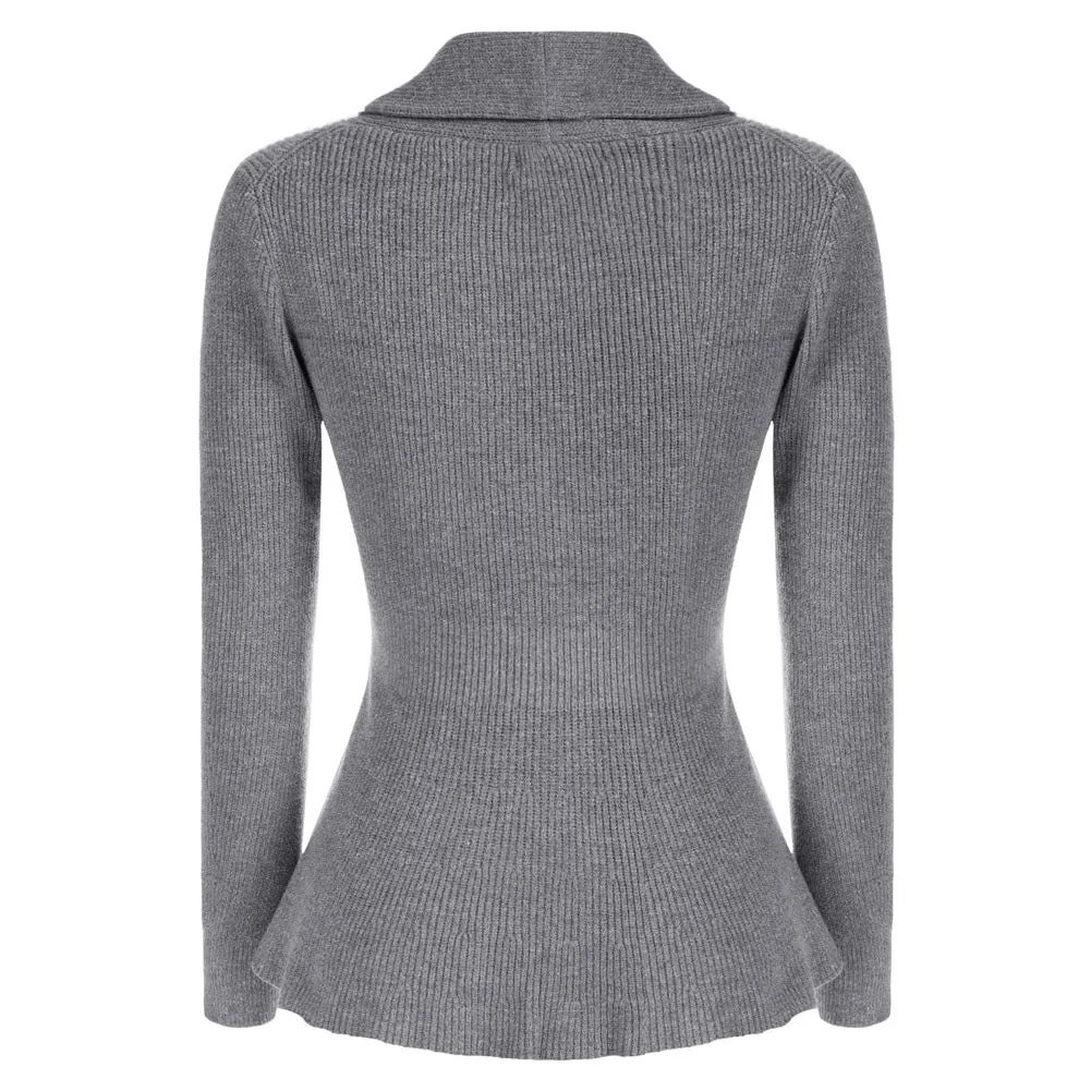 Peplum Hem Button-Up Cardigan