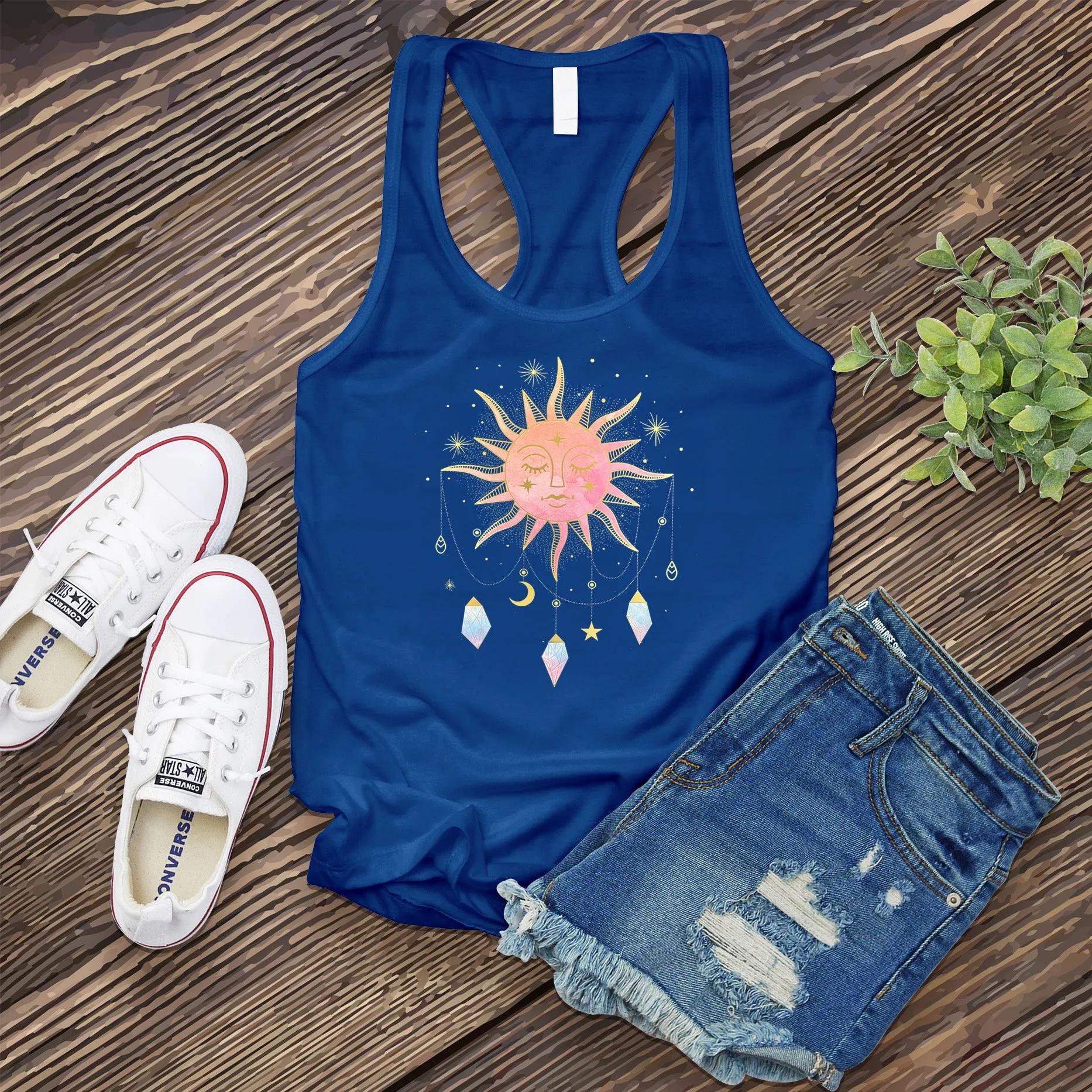 Pink Sun with Drop Crystals Women's Tank Top