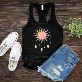 Pink Sun with Drop Crystals Women's Tank Top