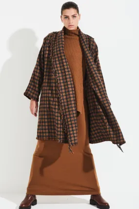 PLAID PONCHO STYLE COAT OAKLEY