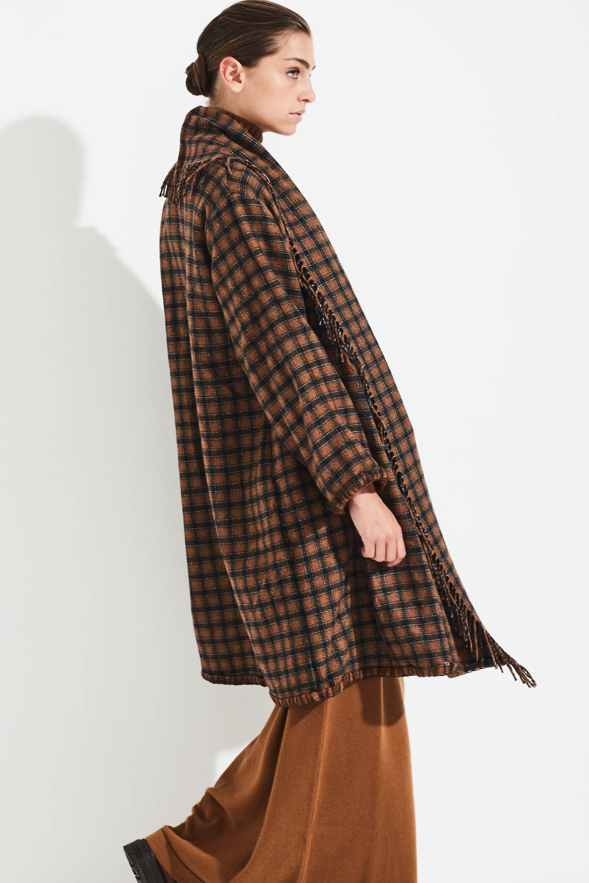 PLAID PONCHO STYLE COAT OAKLEY